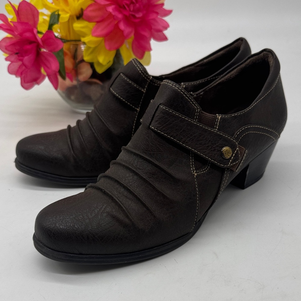 Natural Soul Dark Brown Low Heel Slip-On Shoes with Strap LOW9834